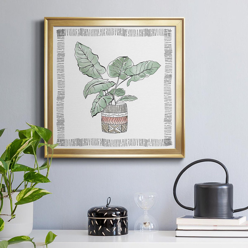 Elephant Ear - Peinture sur toile encadrée, H 34,5 po x l 34,5 po x P 1,5 po, Or