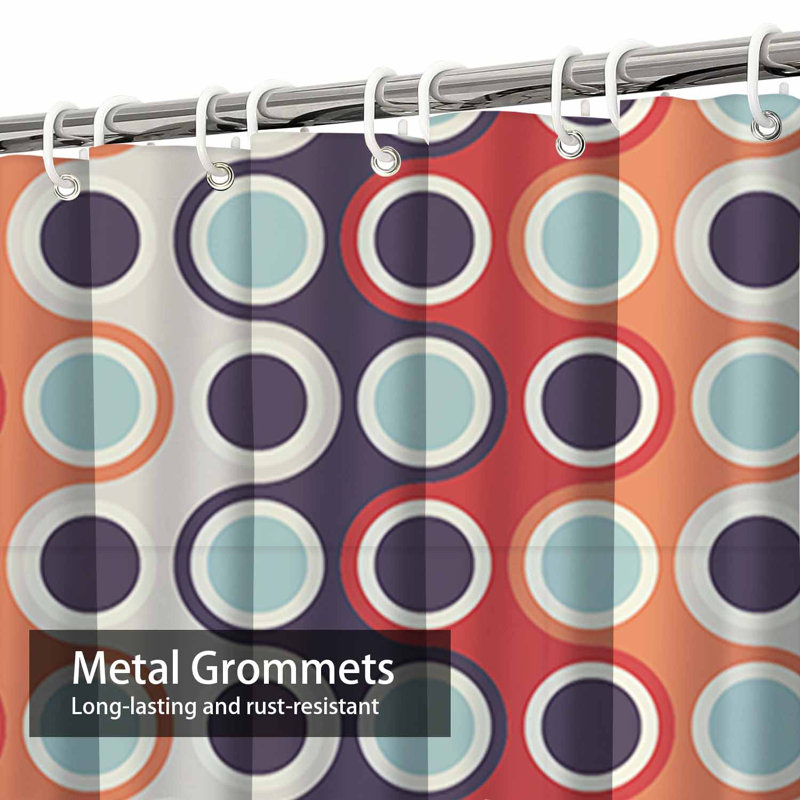 Rideau de douche sans couture à motif géométrique rétro avec 12 crochets, L 72 po x l 72 po