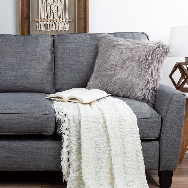  Housse de coussin carré et insert, Gris clair, H 20 po x l 20 po x P 1 po