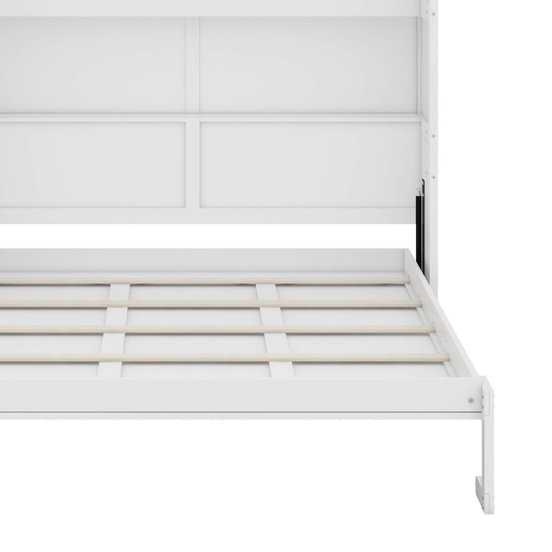 Lit escamotable mural avec tablettes Murphy, Blanc, Grand lit
