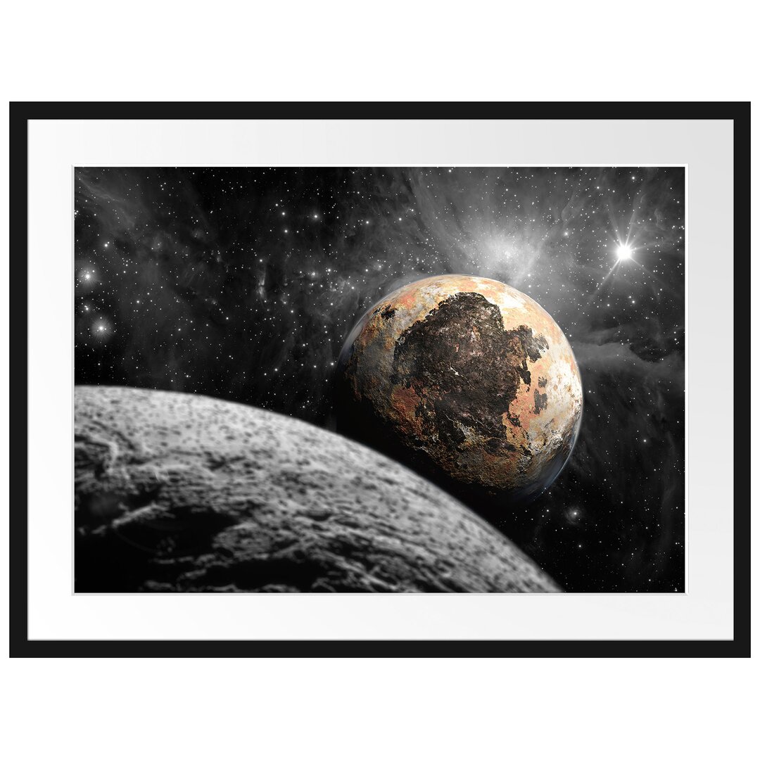 Gerahmtes Poster Alien Planeten im Weltall