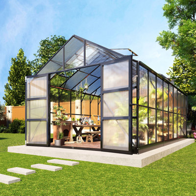  Grower’s Haven AMERLIFE Polycarbonate Greenhouse with 4 Roof Vents & Rain Gutter
