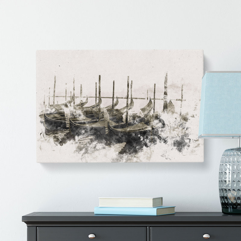 Docked Gondolas in Venice Italy - Wrapped Canvas Graphic Art Print, 60cm H x 91cm W x 3cm D