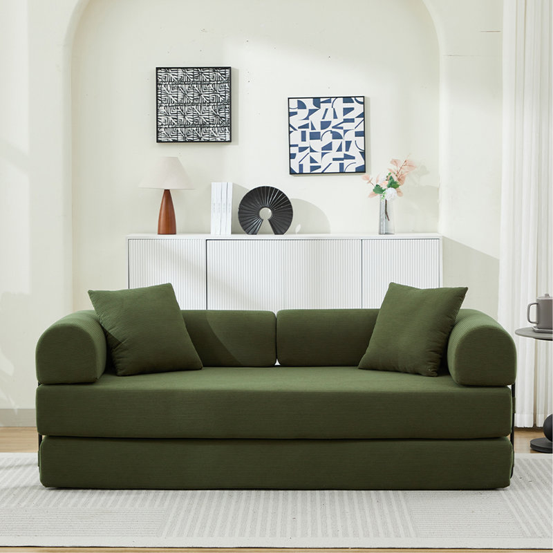 Canapé-lit pliant, canapé-lit convertible de 78,5 po avec 2 coussins, canapé-lit pliant, matelas à ressorts en mousse, canapé-futon pour salon, bureau, appartement