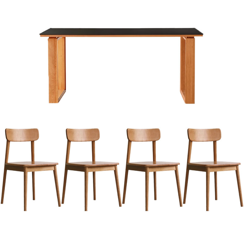 Ensemble de table de salle à manger Rock, Noir, noir, noir, noir, H 29,52 po x L 59,05 po x l 31,49 po