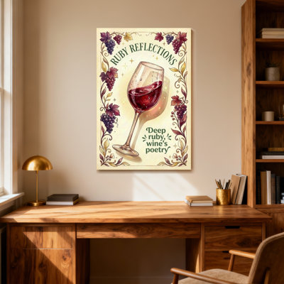 Fashion Ruby Reflections Wine Glass Grape Vines Stars Poetry