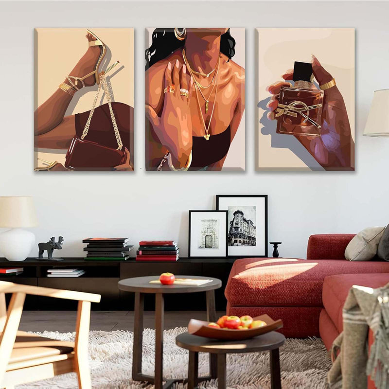 3 Piece Wrapped Canvas Print, 40 cm H x 90 cm W