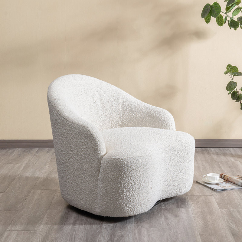 Fauteuil demi-tonneau pivotant 34 po, Mélange de polyester blanc