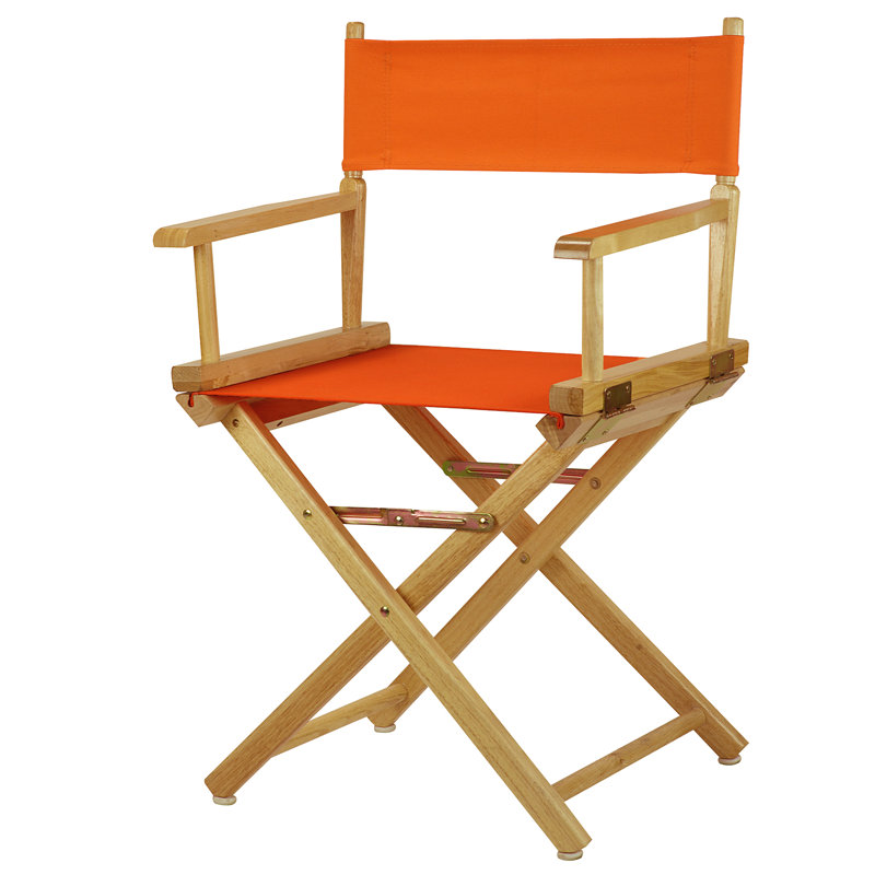 Chaise de réalisateur pliante 18 po, Naturel, Mandarine