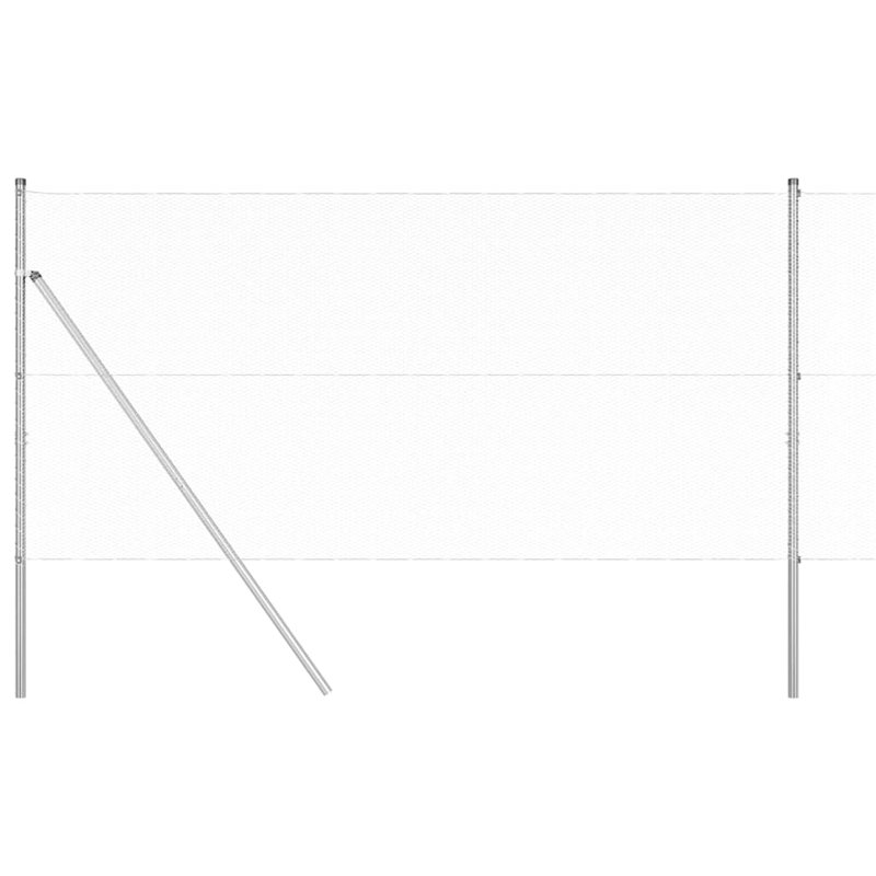 Vidaxl Fence With Posts PVC-Coated Steel, Silver, 120cm H x 2500cm W x 3.2cm D