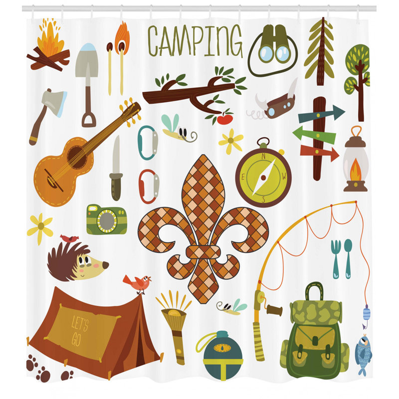Ensemble de rideau de douche avec crochets de camping, H 70 po x l 69 po