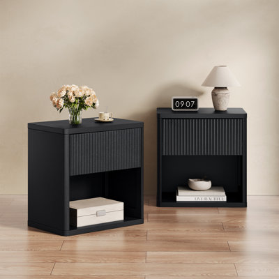 Table de chevet grande capacité de style moderne minimaliste avec tiroir caché (ensemble de 2)