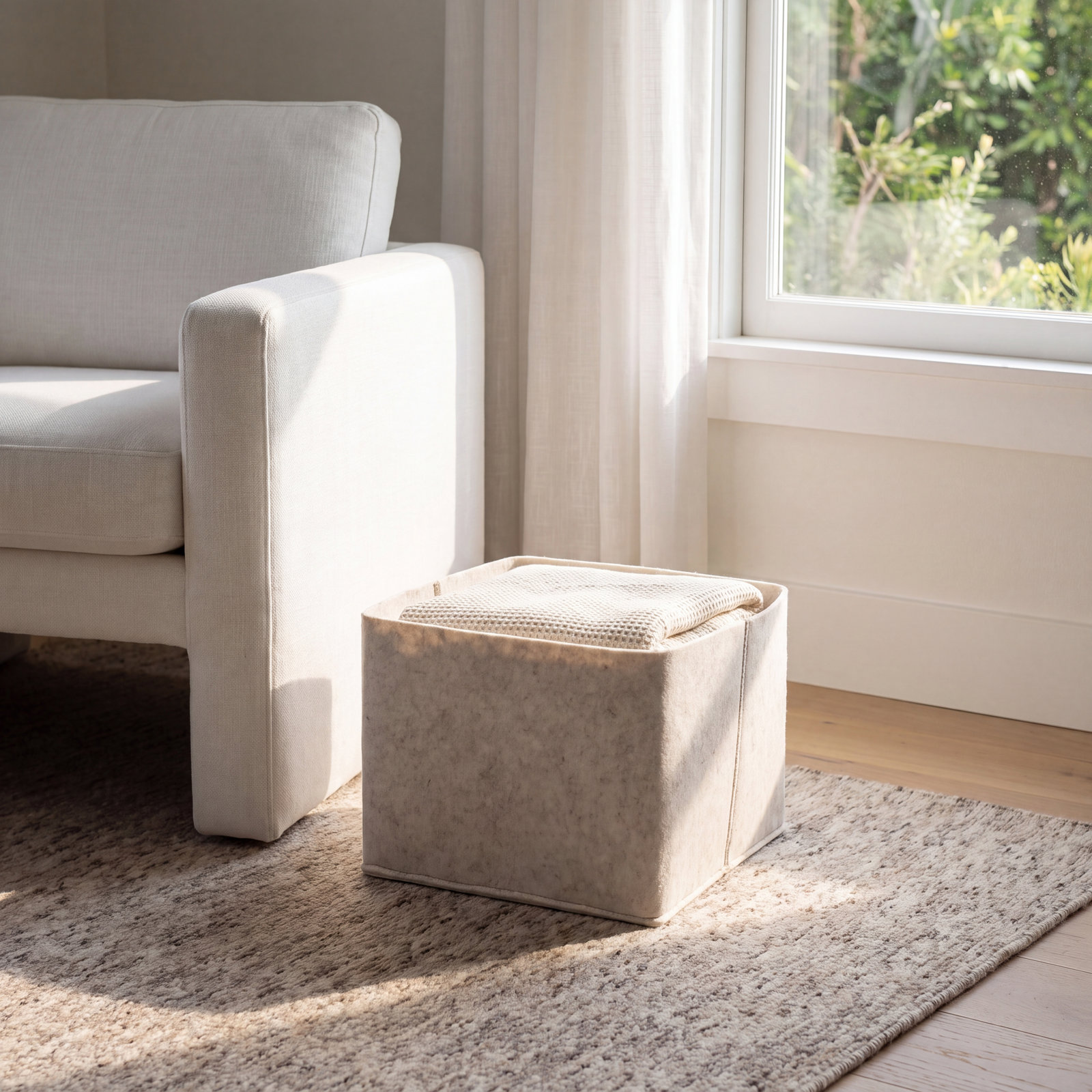 Flex Felt Wool Storage Bin, Beige