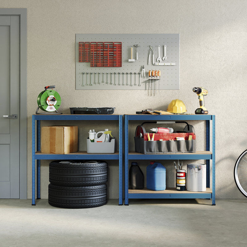 Vida Metal Height -Adjustable Shelving Unit, Blue, Standard