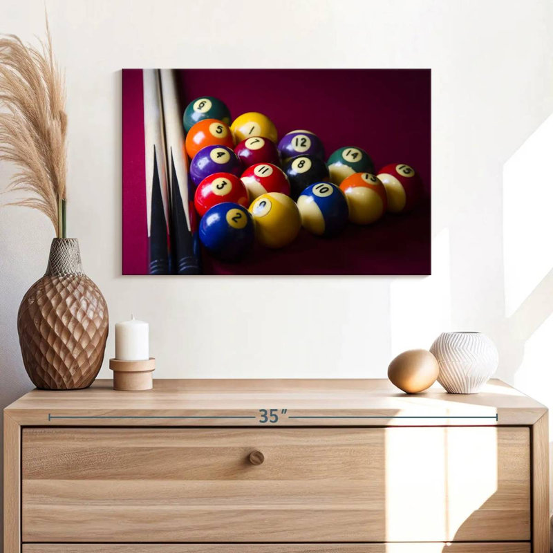 " Red Pool Table ", 16" H x 24" W x 1.25" D