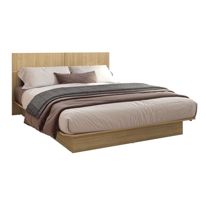 Zen Alpha Bedroom - Platform Bed with Headboard and Nightstands (2) – Easy Assembly, No Box Spring Required, White, King