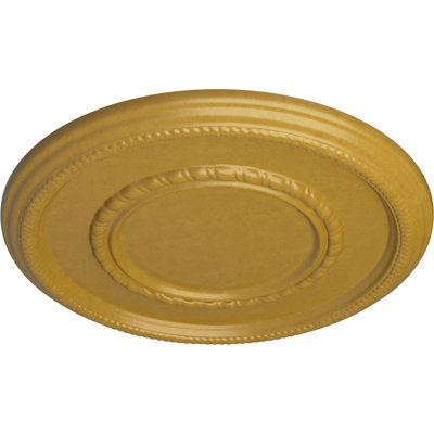 Endurathane Federal Roped Large Ceiling Medallion, 17 3/8"OD x 1 1/8"P (Fits Canopies up to 7 3/4"), Hand-Painted Iridescent Gold Finish