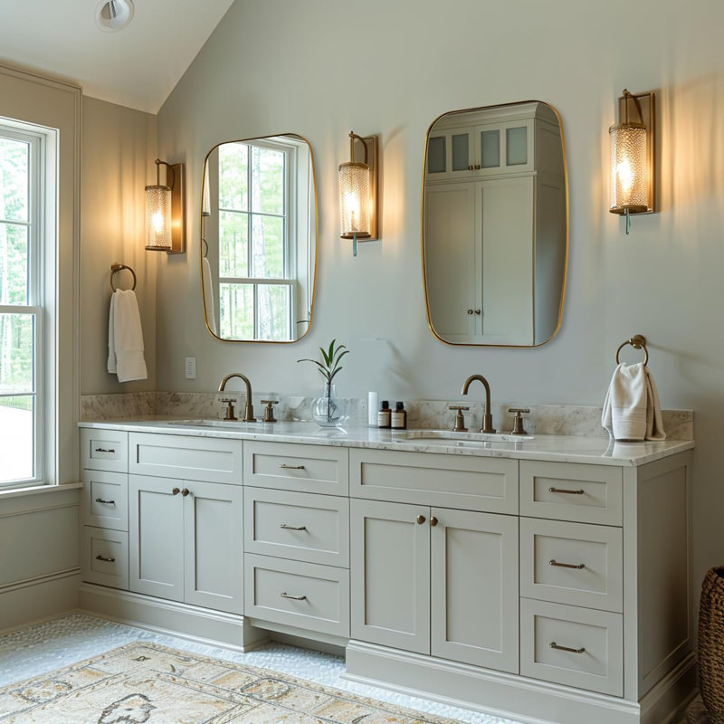 Miroir de salle de bain ovale moderne | Cadre en acier inoxydable, 36 po x 28 po, Or brossé