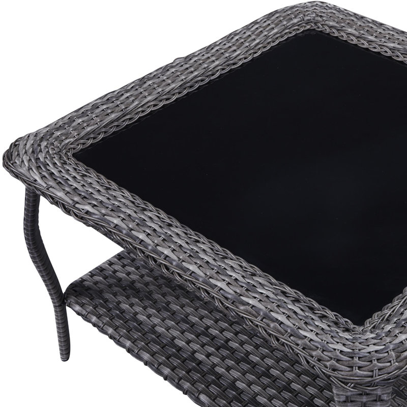 Square Metal Outdoor Coffee Table , 34'' in. W 35'' in. D, Grey