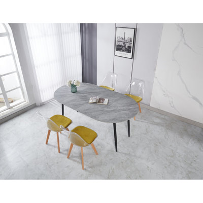 Table extensible, table de salle à manger, table de bureau, table basse, pieds en métal, 100/140 / 180X100x75cm