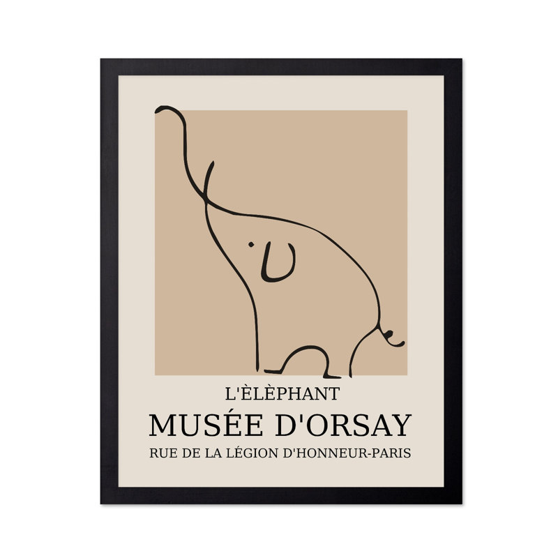 Picasso - Éléphant, Cadre noir, Affiche, H 11 po x l 14 po