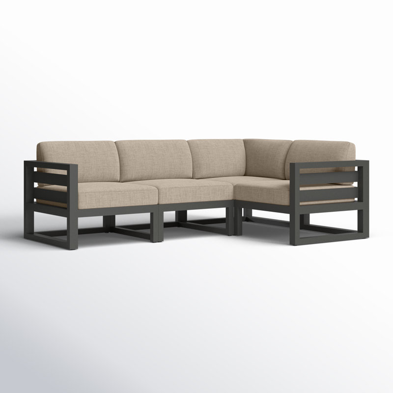 Avion 4 Piece Sectional Set, Canvas Flax Sunbrella® Canvas, Slate