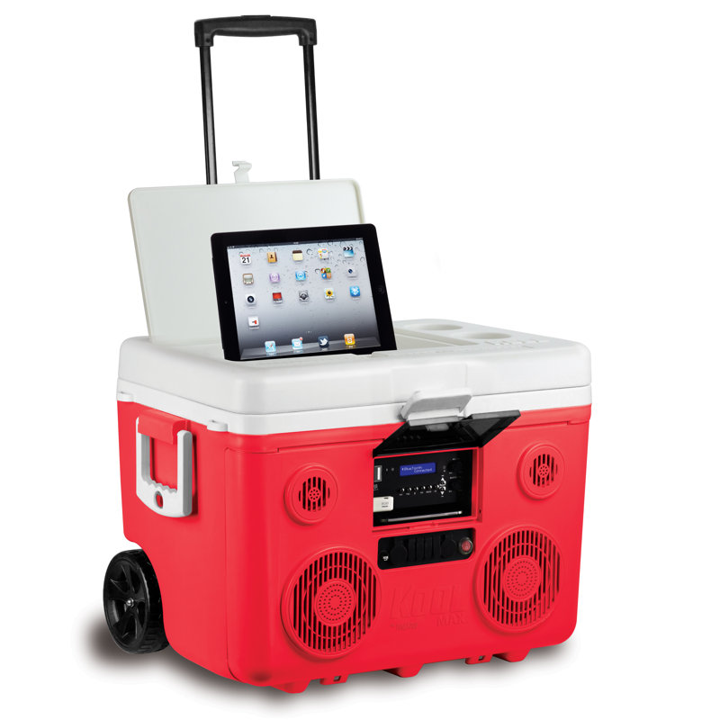 KoolMAX 40 pte Glacière à roues rouges, système de sonorisation Bluetooth et centrale électrique, Rouge