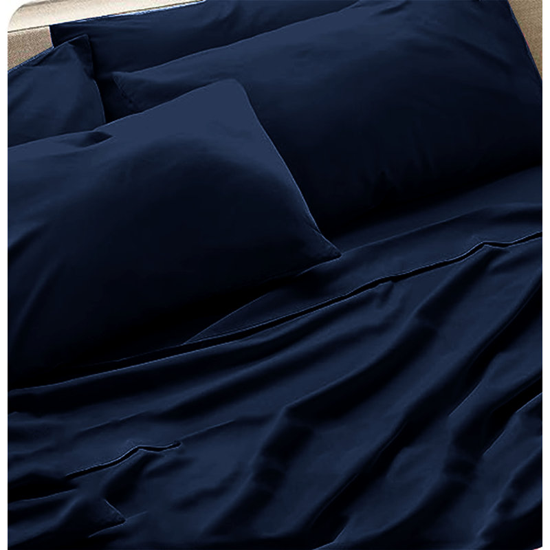 6-Piece Premium Deep Pockets Microfiber Sheet Set, Full, Navy