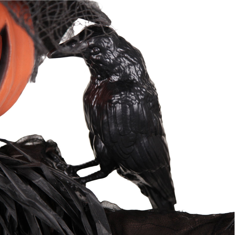 Épouvantail Haunted Hill Farm de 6,0 pi avec corbeau animé d'Halloween avec yeux rouges