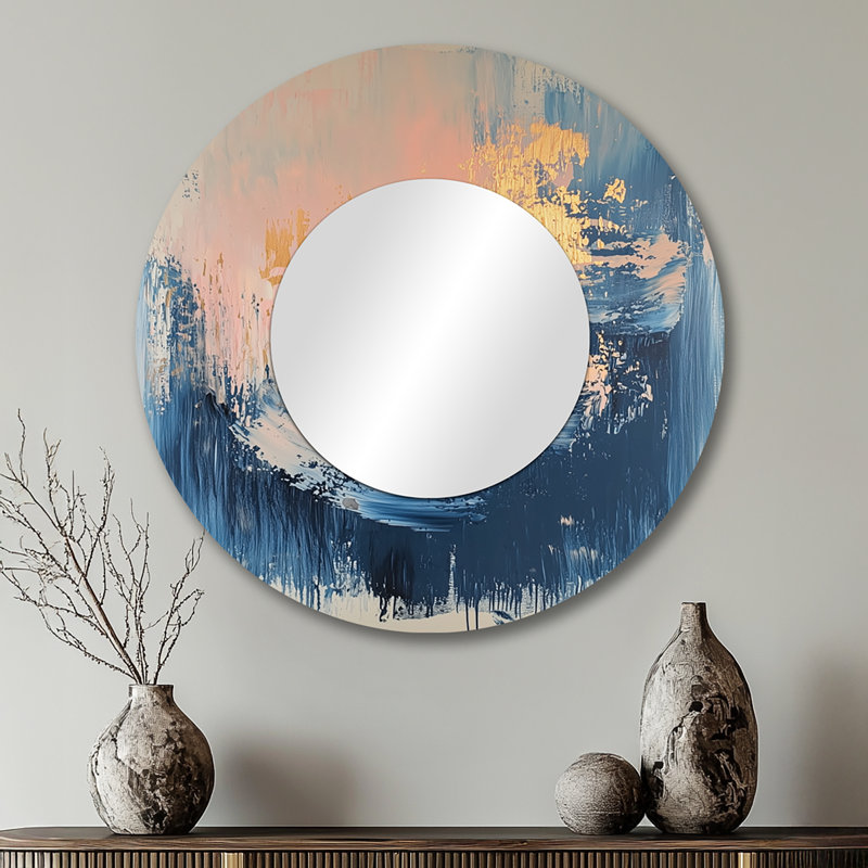 Minimalisme abstrait, formes abstraites dorées et décorations murales miroir - imprimé sur métal, 29 po x 29 po