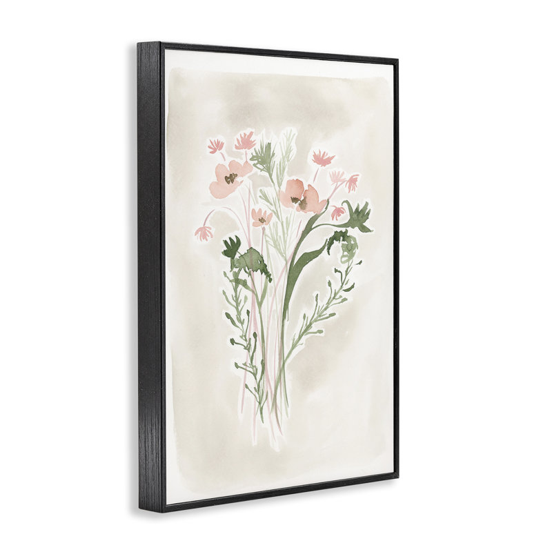 «Soft Organic Florals», art de la giclée encadrée par Lucille Price, H 18 po x l 12 po, Giclée encadrée noir minuit
