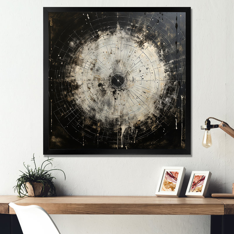 Minimalisme astrologie noir et blanc - art mural astrologie, Impression noire sur toile encadrée, H 24 po x l 24 po x P 1 po