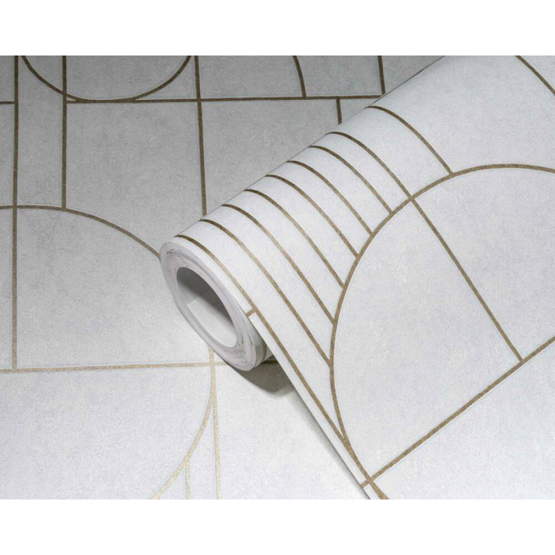 Rouleau de papier peint Concord Wall lings L 33 pi x l 21 po, Métallique / blanc