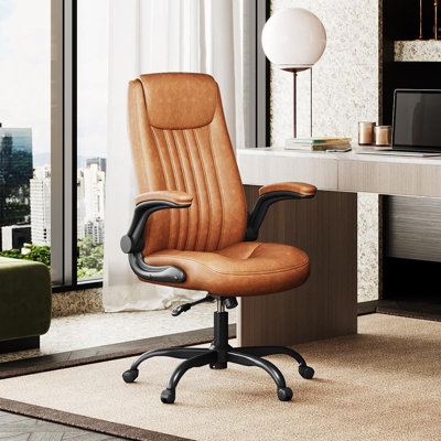 Ergonomic High Back Office Chair, Executive Swivel Desk Chair With Adjustable Flip-Up Armrests, Built-In Lumbar Support & Thickened Headrest, Workstat by Inbox Zero