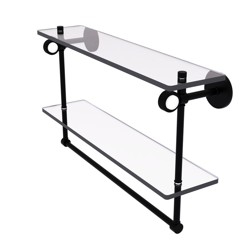 Tablette murale double verre Margolis, H 12,8 po x l 22 po x p 5,6 po, Noir mat