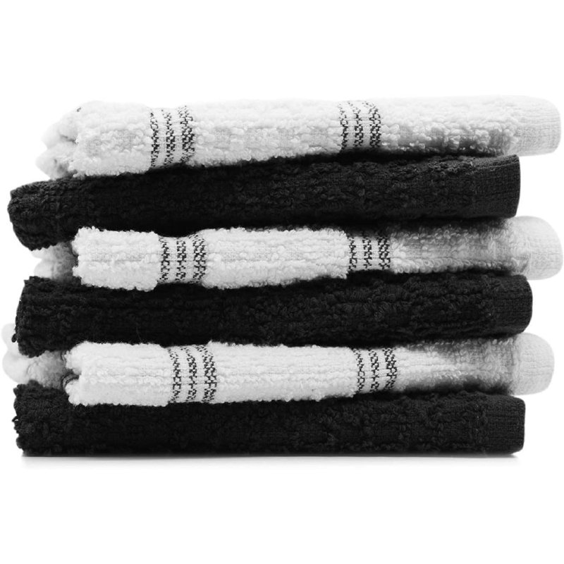 Cotton Stripe Waffle Dish Cloth Kitchen Towel, Black