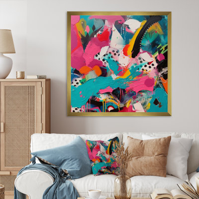 «Pink and Turquoise Abstract Enigma II», reproduction d'art sur toile