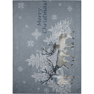 Gratianna Machine Woven Polyester Indoor / Outdoor Area Rug in Gray/White