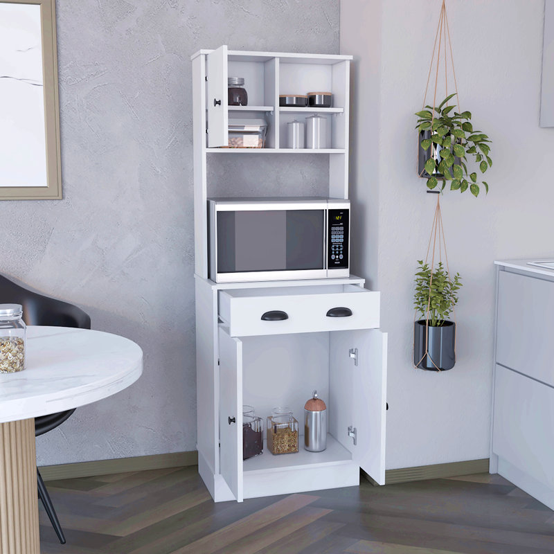 Garde-manger avec tiroir et 3 portes, blanc - Cuisine
