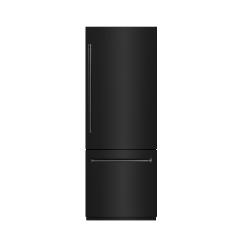 ZLINE 30 in. 16.1 cu. ft. Built-In Bottom Freezer Refrigerator with Water Dispenser and Ice Maker with Graphite Gray Interior