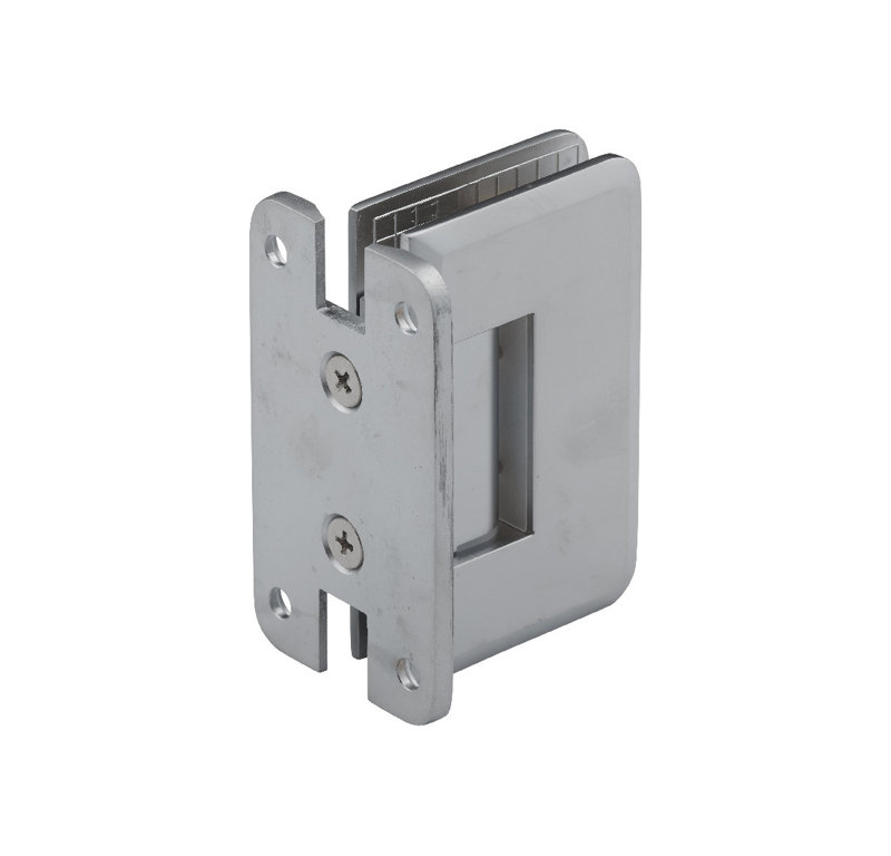 02F91CF19E654AC1BFD68CCA448BBBED Charnière de porte de douche à fixer au mur en verre de la série Premier avec plaque arrière en H satiné