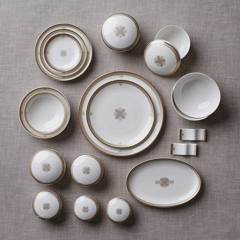 Service de vaisselle en porcelaine tendre 27 pièces, service pour 2 Frisina