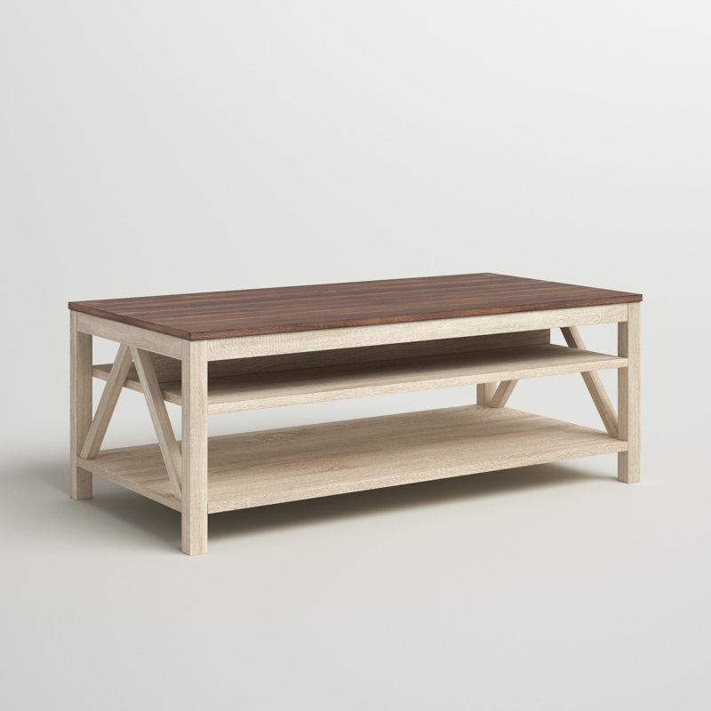 Emmie Coffee Table, Dark Walnut Top/White Oak Base