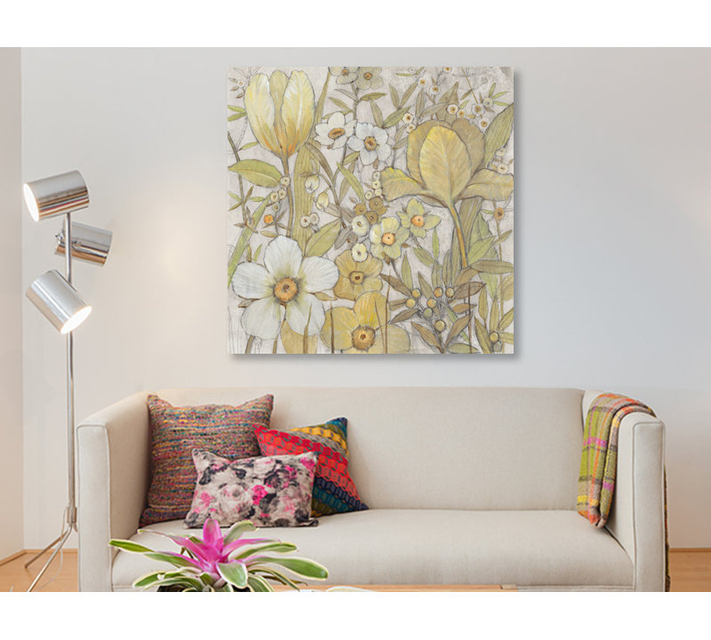 «Mix Floral II», impression sur toile tendue, H 37 po x l 37 po x P 1,5 po, Toile tendue, Pas de tapis