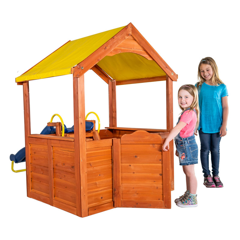 Sportspower Encinitas Wooden Playhouse with 4' Slide