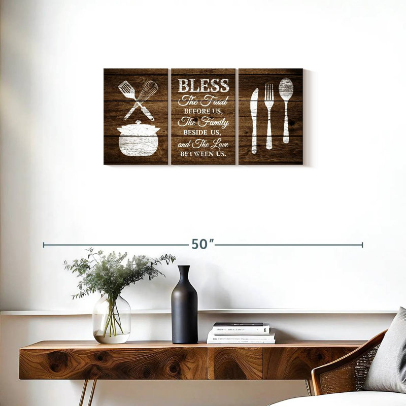 «Bless The Food Sign», reproduction sur toile, H 15 po x l 32 po x P 1,25 po