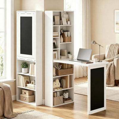 Bureau convertible mural blanc pliable, usage domestique, tablette multicouche avec tableau noir, établi pour petit ordinateur