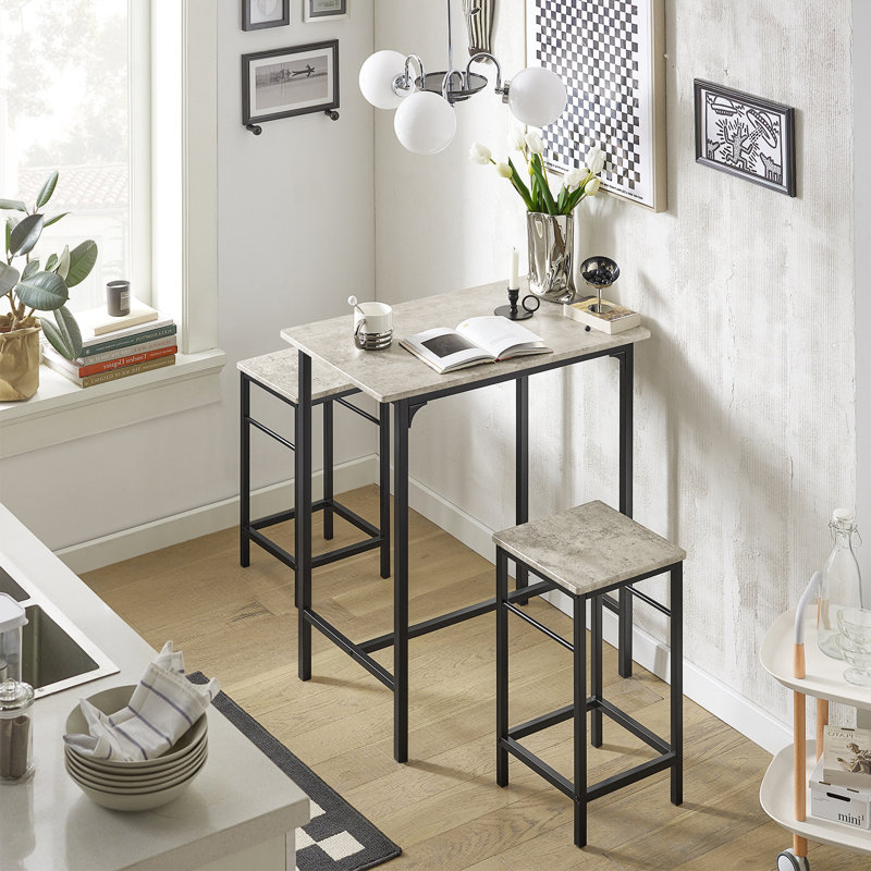 3 Pcs Dining Set, Dining Table With 2 Stools, Home Kitchen Breakfast Table, Bar Table Set, Bar Table With 2 Stools, Kitchen Counter With Bar Chairs