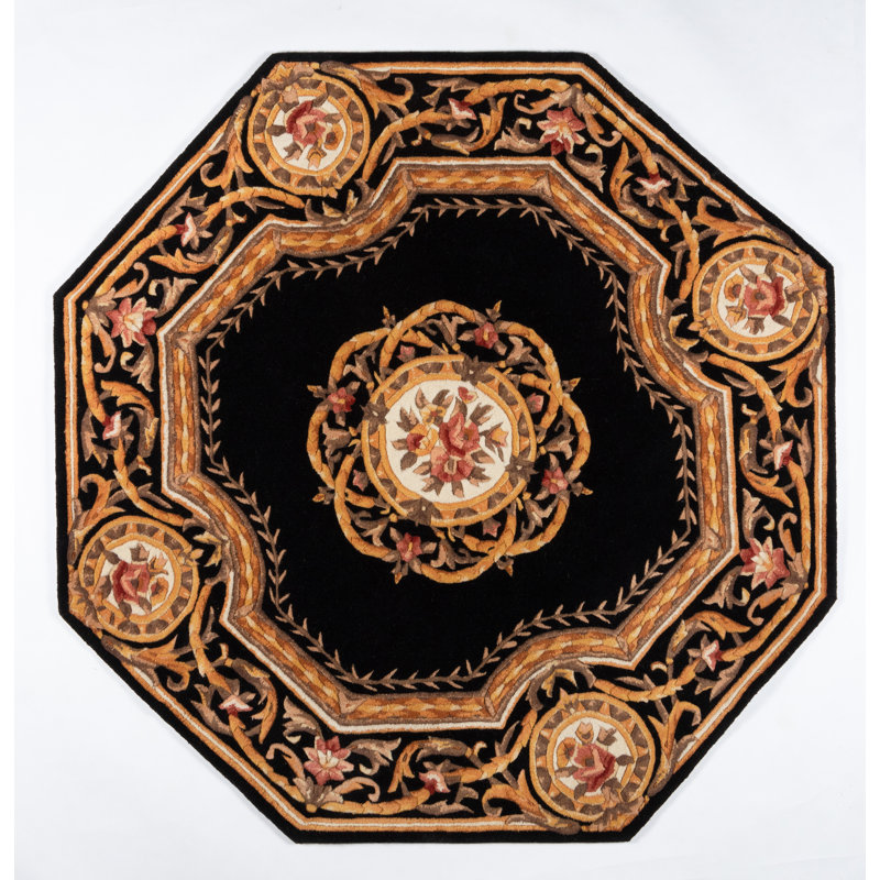 Alaqua Wool Floral Indoor Rug, Octagon 6'