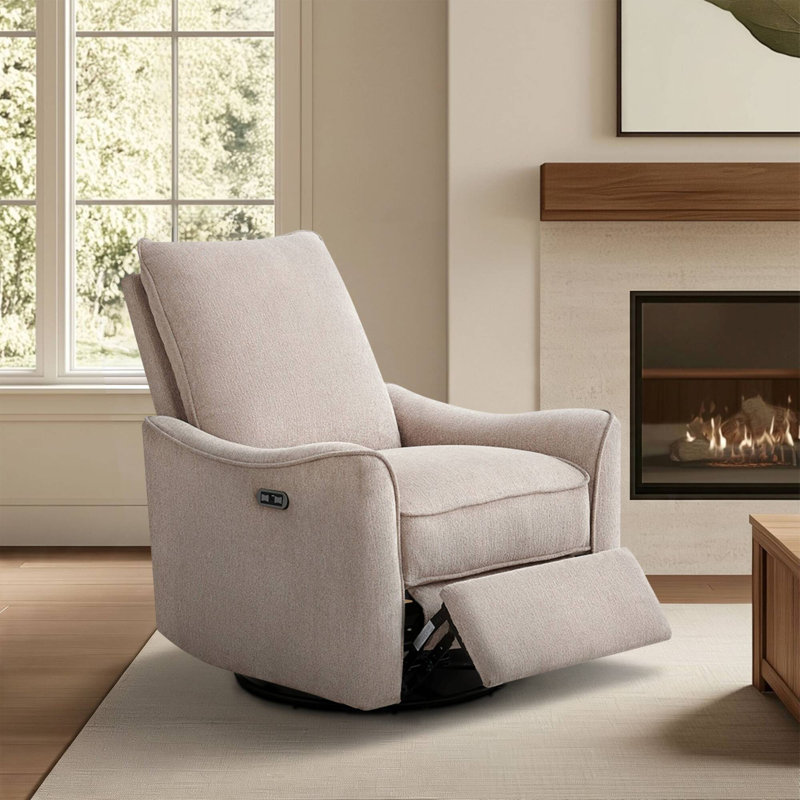 Cameron 30”W Power Swivel Glider Recliner with USB & USB-C Charging, Chameau